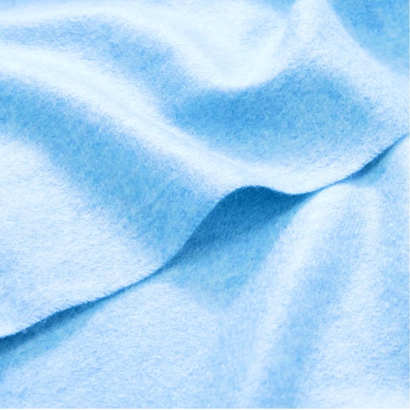 NWT Light Ice Blue Cashmere Scarf Foulard Pashmina fringe wrap w zipper dust bag - Picture 13 of 15